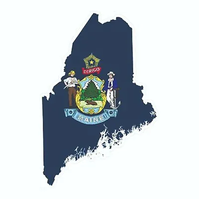 Maine State Map Outline With Flag Sticker Decal Vacation Sticker • $3.59