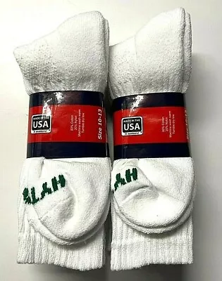  6 Pair Men HYTEST White Cushioned Bottom Work / Sport Crew Sock SZ10-13.USA. • $15.99