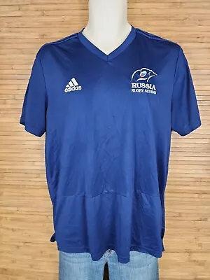 $15.99 • Buy Adidas Climacool Russia Rugby Sevens Navy Blue Jersey Mens Size Large L EUC