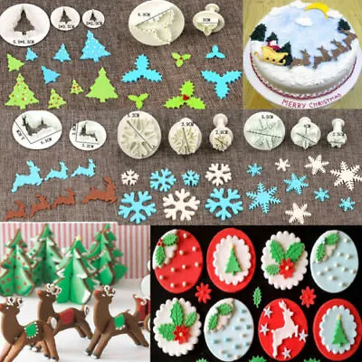 £3.30 • Buy Christmas Fondant Cake Cutter Plunger Cookie Mold Sugarcraft Decorating Mould