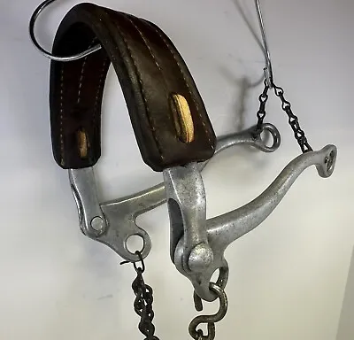 Vintage Aluminum Sliester Style Mechanical Hackamore With Curb Chain Leather • $24