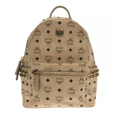 Auth MCM Stark Visetos Backpack 33 MMK65VE37IG001 Beige Black Synthetic Leather • £186.41