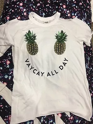 Victoria's Secret PINK Pineapple Shirt Cold Shoulder Hawaii Small S New • $45