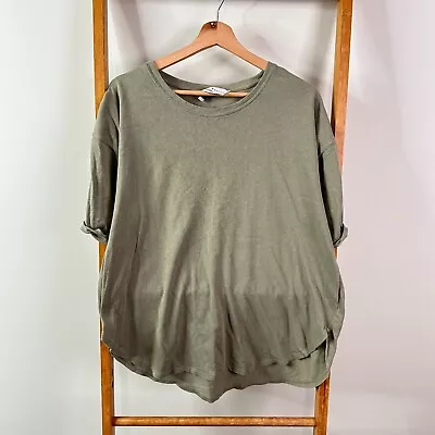 Decjuba D-Luxe Basics Shirt Womens Large Green Short Sleeve • $17.95