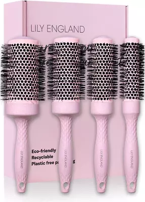 Round Brush Set - Round Barrel Hairbrush For Blow Drying Pink (4-Piece) • £32.92