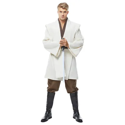 Jedi Master Obi-Wan Kenobi Ben Tunic Cosplay Costume Outfit+Cloak/Robe White • $124.22