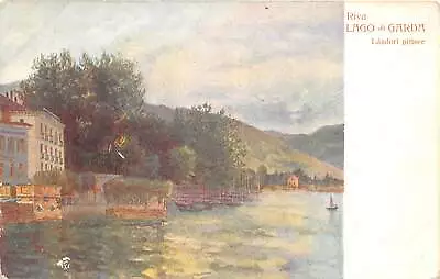 Lot 47 Lago Di Garda Riva Landore Pittore Painting Postcard Italy • £8