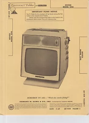 Nivico 3210 B&W TV Photofact Folder SAMS Service Manual • $12.75