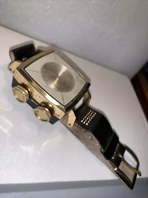 Super Micro 7 Radio Wrist Watch Am With Studded Replacement Band Untested • $43.99