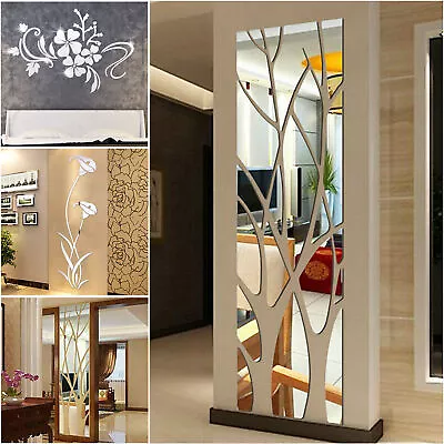 3D Mirror Tree Art Removable Wall Stickers Acrylic Mural Decal Home Room Decor • $8.48