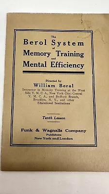 1913 The Berol System Of Memory Training: 7th Lesson + Letter Billhead • $22.45