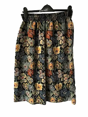Liberty Of London Wool Anemones Pink Blue Black Floral Skirt A Line 12 Vtg • £40.73