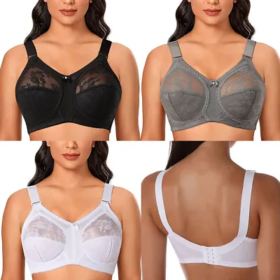 UK Ladies Plus Size Full Cup Bra Minimiser Non Padded Non Wired Comfort Lingerie • £11.98