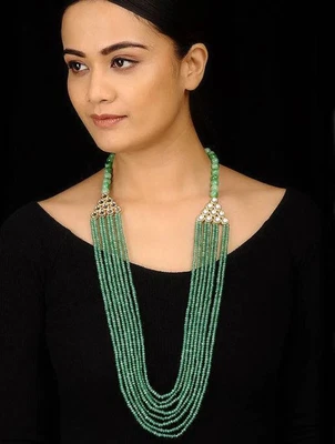 $79.09 • Buy Indian Bollywood Gold Plated Kundan Long Necklace Onyx Raani Haar Jewelry Set