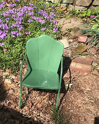 Vintage Childs Metal Clamshell Rocking Chair 1950's Porch Rocker Mid Century • $75