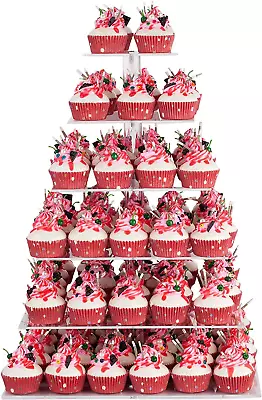 Cupcake Stand 6 Tier Large Cupcake Tower Tree Square Cupcake Holder Pastry Di • $78.99