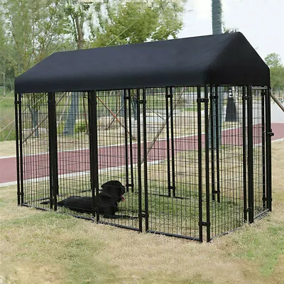 Luxury Outdoor Dog Kennel Pet House Enclosure Run Cage Playpen With Roof & Cover • £112.97