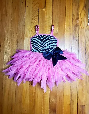 Ooh La La! Couture Girls Sequin Hot Pink Zebra Print Tutu Dress Size 4 • $32.99