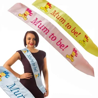 BABY SHOWER SASH MUM TO BE Baby Boy Girl Party Sash  Blue Or Pink BALONS UK • £3.45