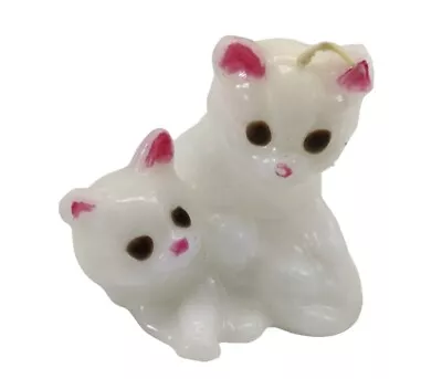 Vintage White Cats Kittens Figurine Candle • $32.97