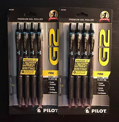 PILOT G2 Premium Rolling Ball Gel Pens - Fine Point .7MM - Black - 4pk (2) - NEW • $12.98