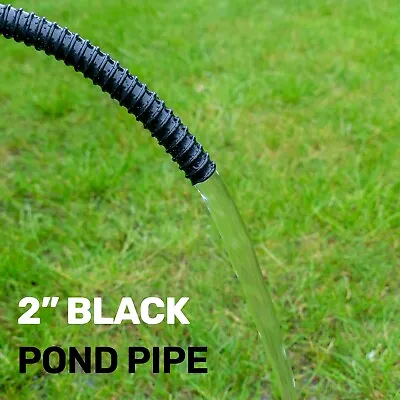 50mm (2 ) Black Corrugated Flexible Pond Hose Pump Garden Pipe Tube Fish Marine • £8.29
