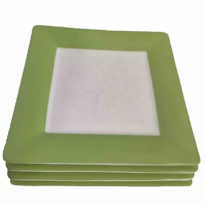 Four (4) Villeroy & Boch Wonderful World Square Green SALAD Plates. • $28