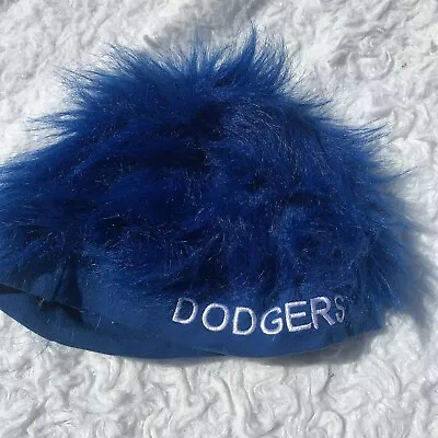 Los Angeles Dodgers Baseball Fan Fuzz Head Wig Hat Blue Hair  Beanie Las Vegas • $12