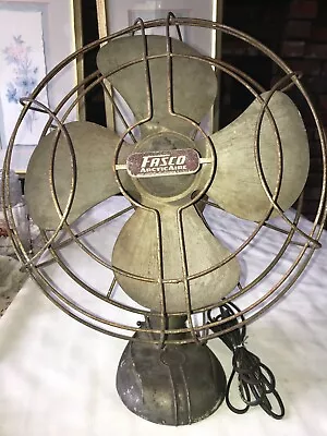 Vintage FASCO K124A ARCTIC AIRE Electric ALL METAL Blade Fan 17'' Tall ART DECO • $100