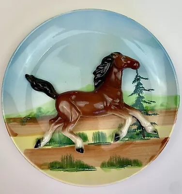 Vintage Horse Pony Running 3D Plate 1950s Wall Decor Ceramic Porcelain Japan • $15.99