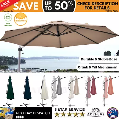 $219.01 • Buy 3.5 M Outdoor Cantilever Umbrella With Aluminium Garden Patio Stand Base Parasol