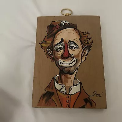 Vintage Sad Clown Painting On Wood  Hobo Decor • $24.99