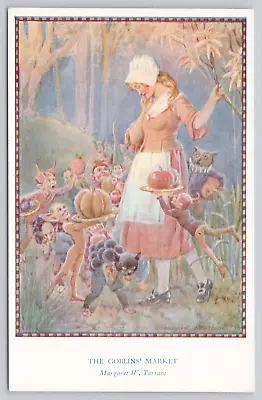 Postcard Margaret W Tarrant The Goblins Market Woman In Fairy Garden Unposted • $6.50