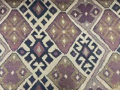 Andes Aztec Ikat Blues/Pelt Linen 140cm Wide   Curtain/Upholstery Fabric  • £2.99