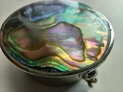 Vtg 925 Silver Abalone Shell Hinged Trinket Pill Stash Box Alpaca Mexico 19grams • $22.99