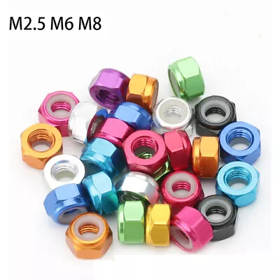 M2.5 M6 M8 Hex Nylon Insert Lock Nut Self–locking Nylock Locknut Nuts Aluminum • $1.86