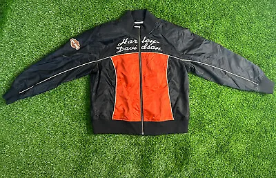 Harley-Davidson Mens Black & Orange Embroidered Nylon Jacket • $70