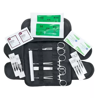 Military Surgical Suture Kit Suture Set W/Scalpel 15 Piece Kit In MOLLE Pouch • $13.99