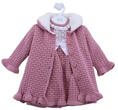 £29.99 • Buy Pex Baby Girls Spanish Romany Knitted Coat And Dress Set 3-6 Months 