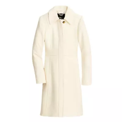 J.Crew Classic Lady Day Coat Womens Size 8 Vintage White Italian Wool BM964 • $132.73