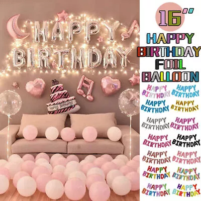 40cm 3D Happy Birthday Letters Balloons Inflating Foil Banner Bunting Celebrate • $7.82