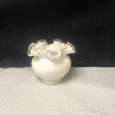 VintageFenton Silvercrest Milk Glass Ruffled Vase Bowl • $18