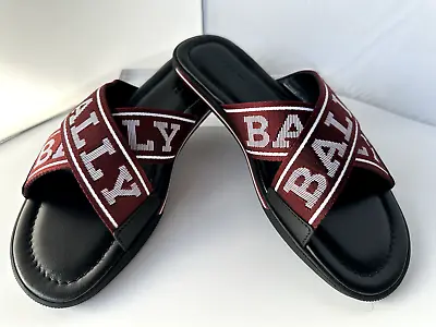 New Bally Men's Bonks Logo Cross-Strap Slider Size 9 Sandals • $265.99