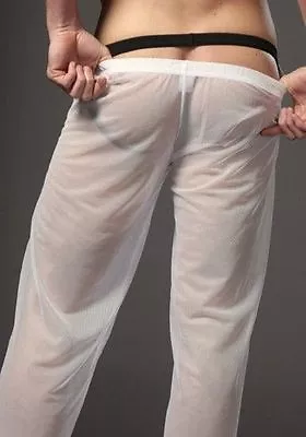 Men Sheer Lingerie Transparent Mesh Long Pants Home Wear Gauze Underwear Panties • $10.99