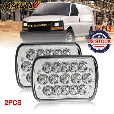 Pair 7X6  5x7  LED Headlights Square For Chevy Express Cargo Van 1500 2500 3500 • $34.99