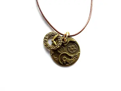 Steam Punk Style Pendant Necklace Brass  Gear Charm Necklace Jewelry New • $9.99