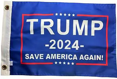 Small 12 X18  2024 Donald Trump Save America Again Flag Blue MAGA Boat Car Bike • $12.99