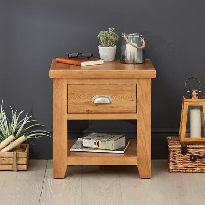 Cheshire Oak 1 Drawer Lamp Side Table - Occasional Living Room Furniture - AD19 • £159