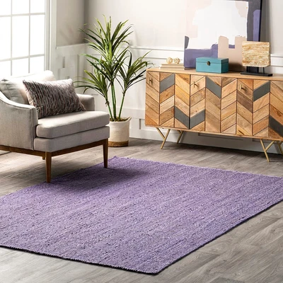 $199.50 • Buy Rectangle Purple Jute Area Rug 100% Braided Runner Rustic Living Area Carpet