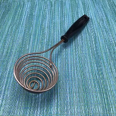 Vtg Coiled Wire Metal Egg Separator Whisk Beater Mixer Black Handle Utensil • $11.99